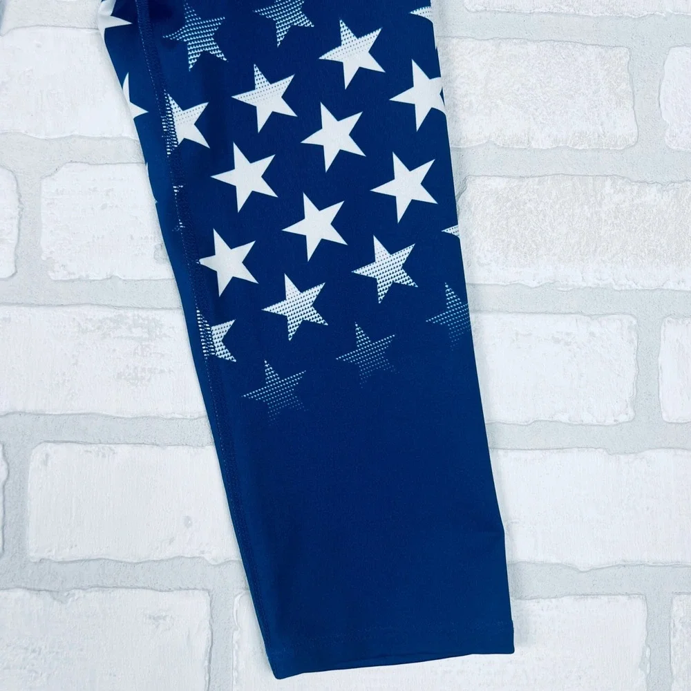 Under Armour Kids Navy Blue Stars and Stripes HeatGear Capri Leggings YMD